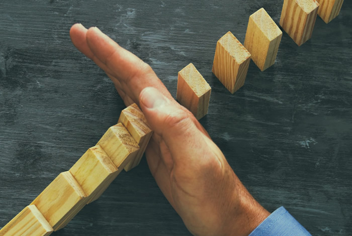 Hand stopping wooden blocks